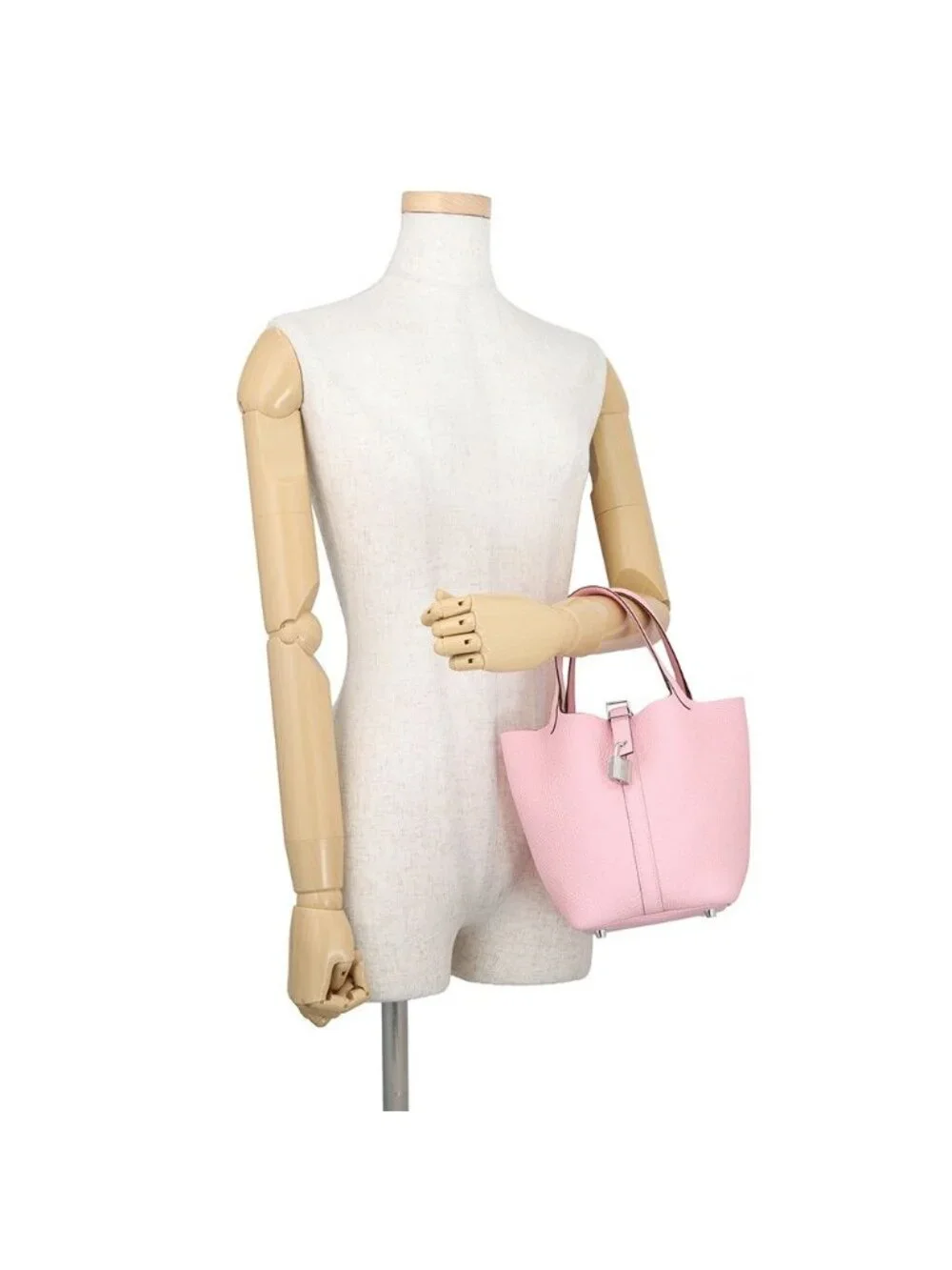 Hermes Handbag Picotin Lock PM Rose Sakura Silver Taurillon Clemence Tote
